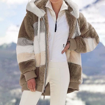 Women's Oversized Fluffy Jacket with Hood