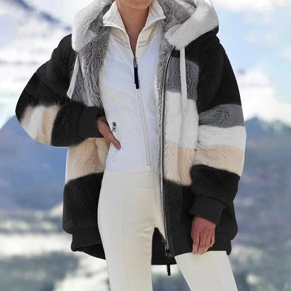 Women's Oversized Fluffy Jacket with Hood