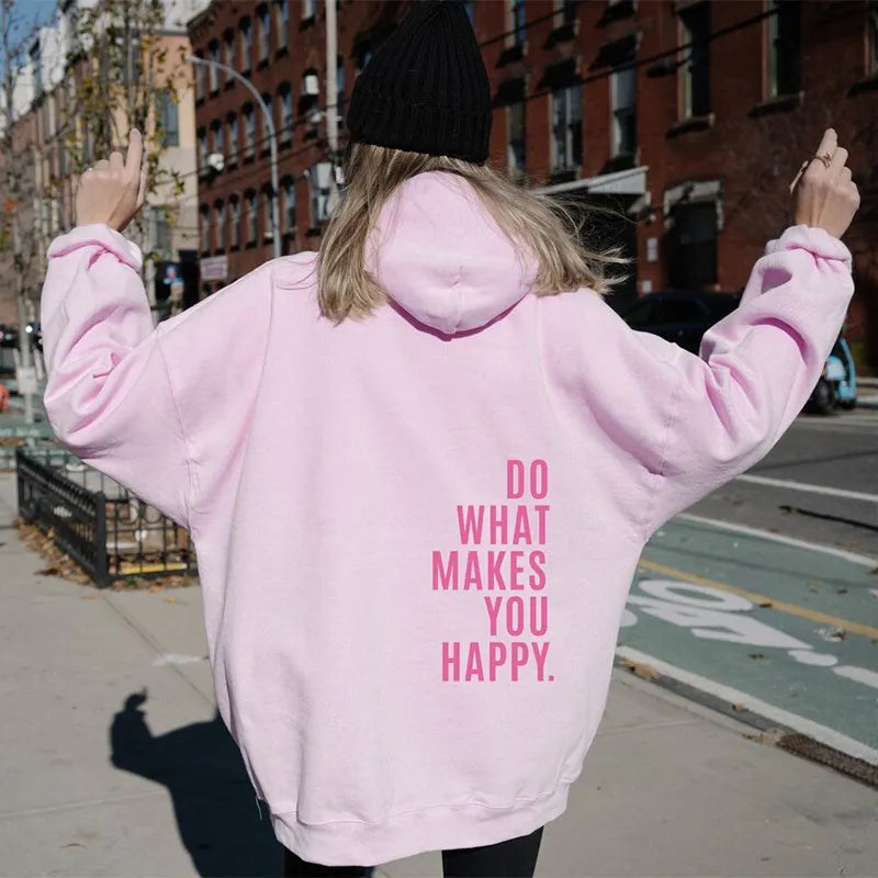Women's Oversized Graphic Hoodie with Drawstring