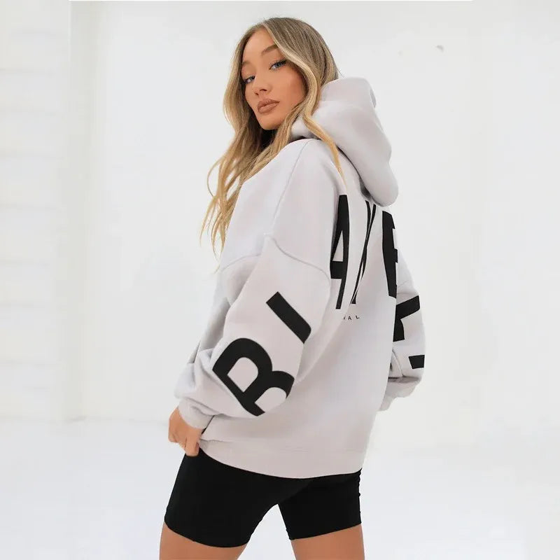 Women's Oversized Hoodie with Relaxed Fit and Balloon Sleeves 