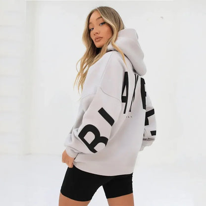 Women's Oversized Hoodie with Relaxed Fit and Balloon Sleeves 