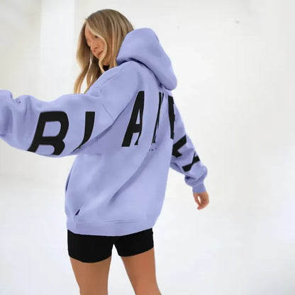 Women's Oversized Hoodie with Relaxed Fit and Balloon Sleeves 