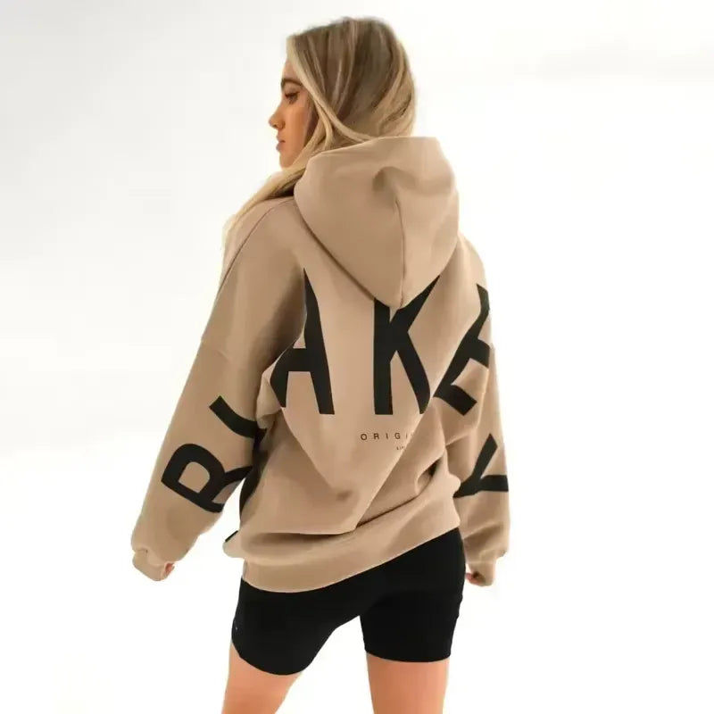 Women's Oversized Hoodie with Relaxed Fit and Balloon Sleeves 