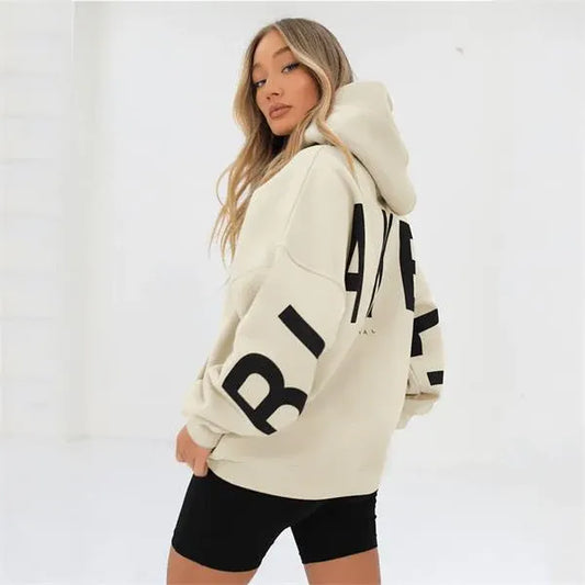 Women's Oversized Hoodie with Relaxed Fit and Balloon Sleeves 