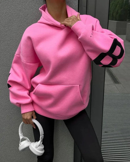 Women's Oversized Hoodie with Relaxed Fit and Balloon Sleeves 