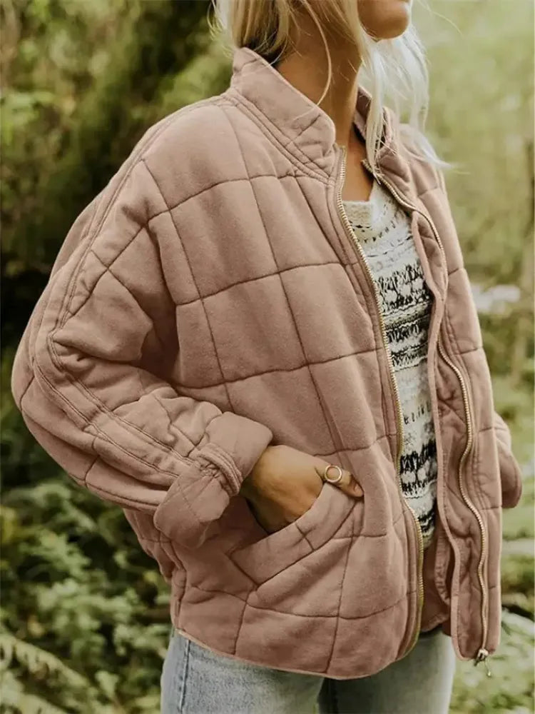 Women’s Oversized Padded Puffer Jacket with Zip-Up