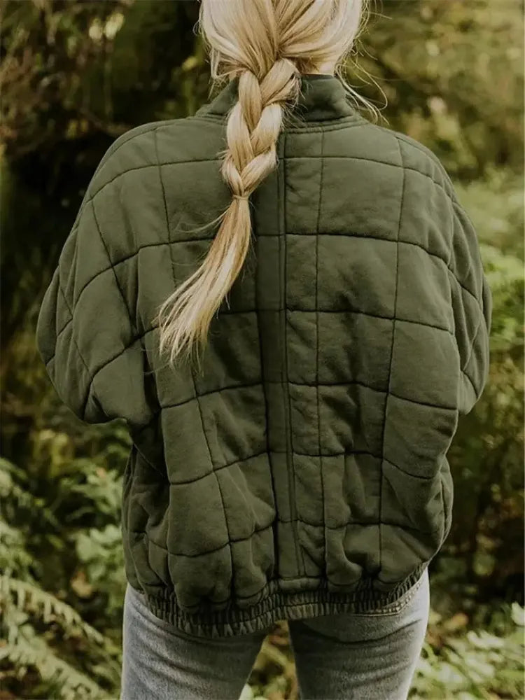 Women’s Oversized Padded Puffer Jacket with Zip-Up