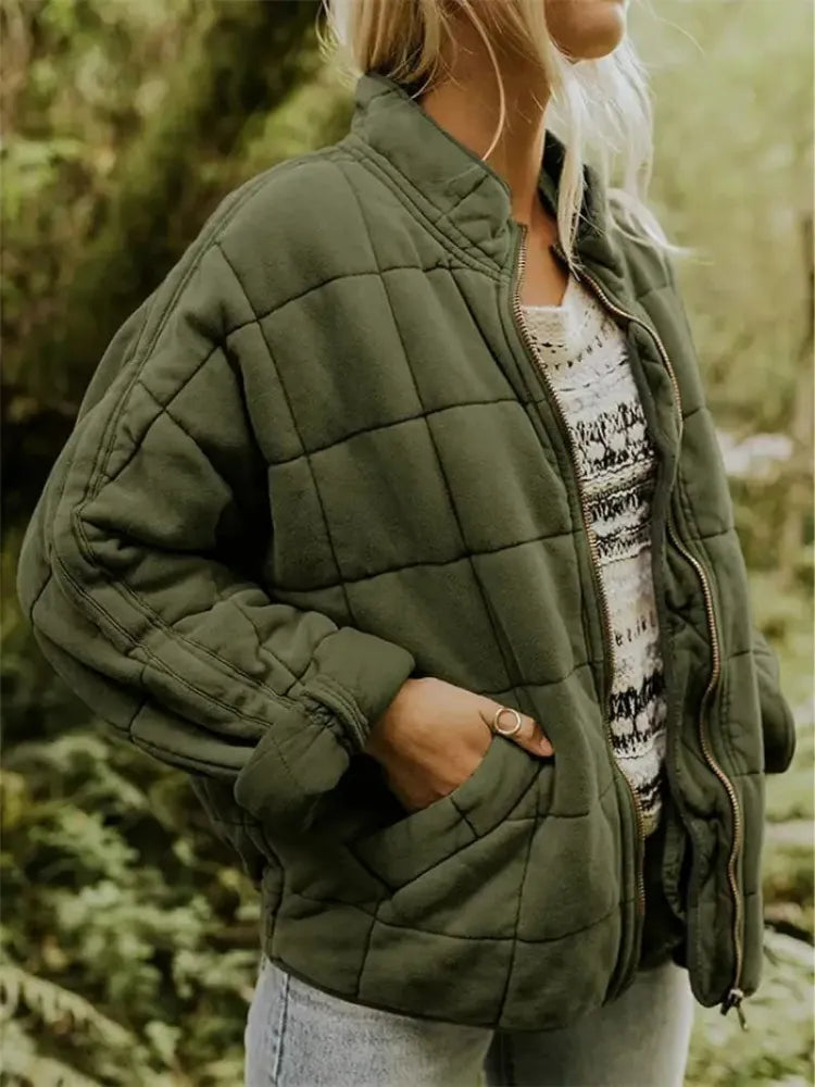 Women’s Oversized Padded Puffer Jacket with Zip-Up