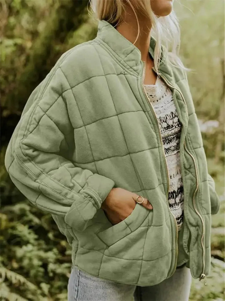 Women’s Oversized Padded Puffer Jacket with Zip-Up