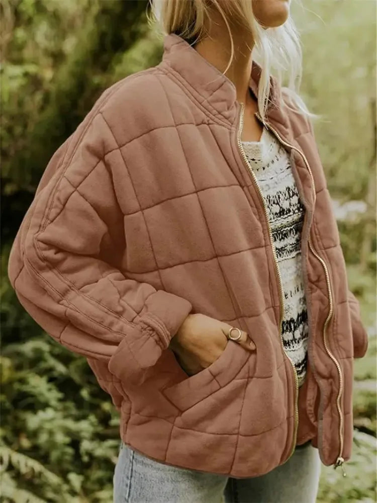 Women’s Oversized Padded Puffer Jacket with Zip-Up