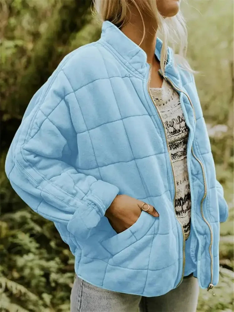 Women’s Oversized Padded Puffer Jacket with Zip-Up