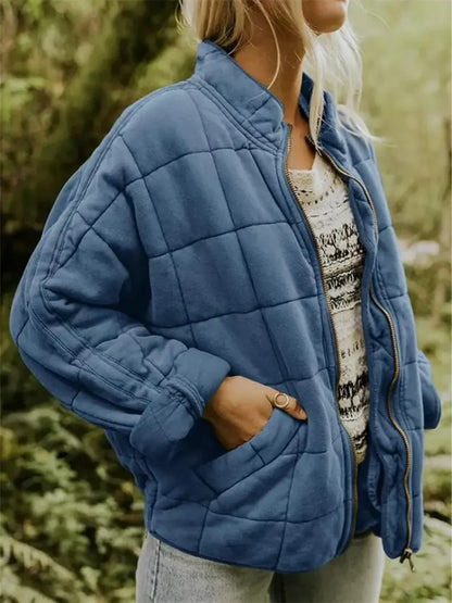 Women’s Oversized Padded Puffer Jacket with Zip-Up