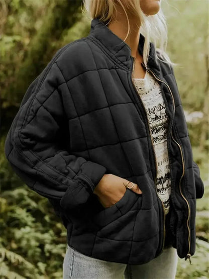 Women’s Oversized Padded Puffer Jacket with Zip-Up