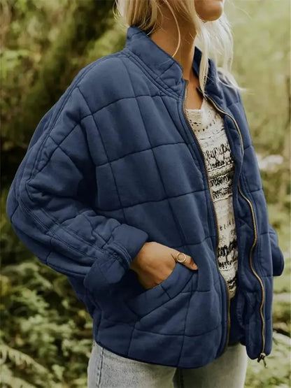 Women’s Oversized Padded Puffer Jacket with Zip-Up