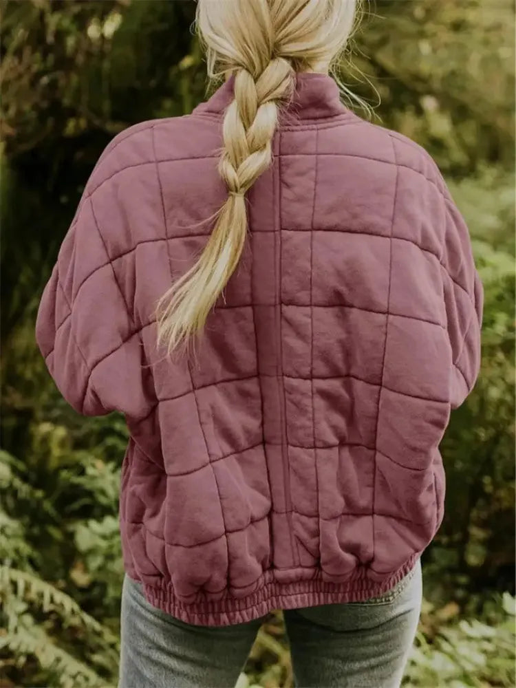 Women’s Oversized Padded Puffer Jacket with Zip-Up