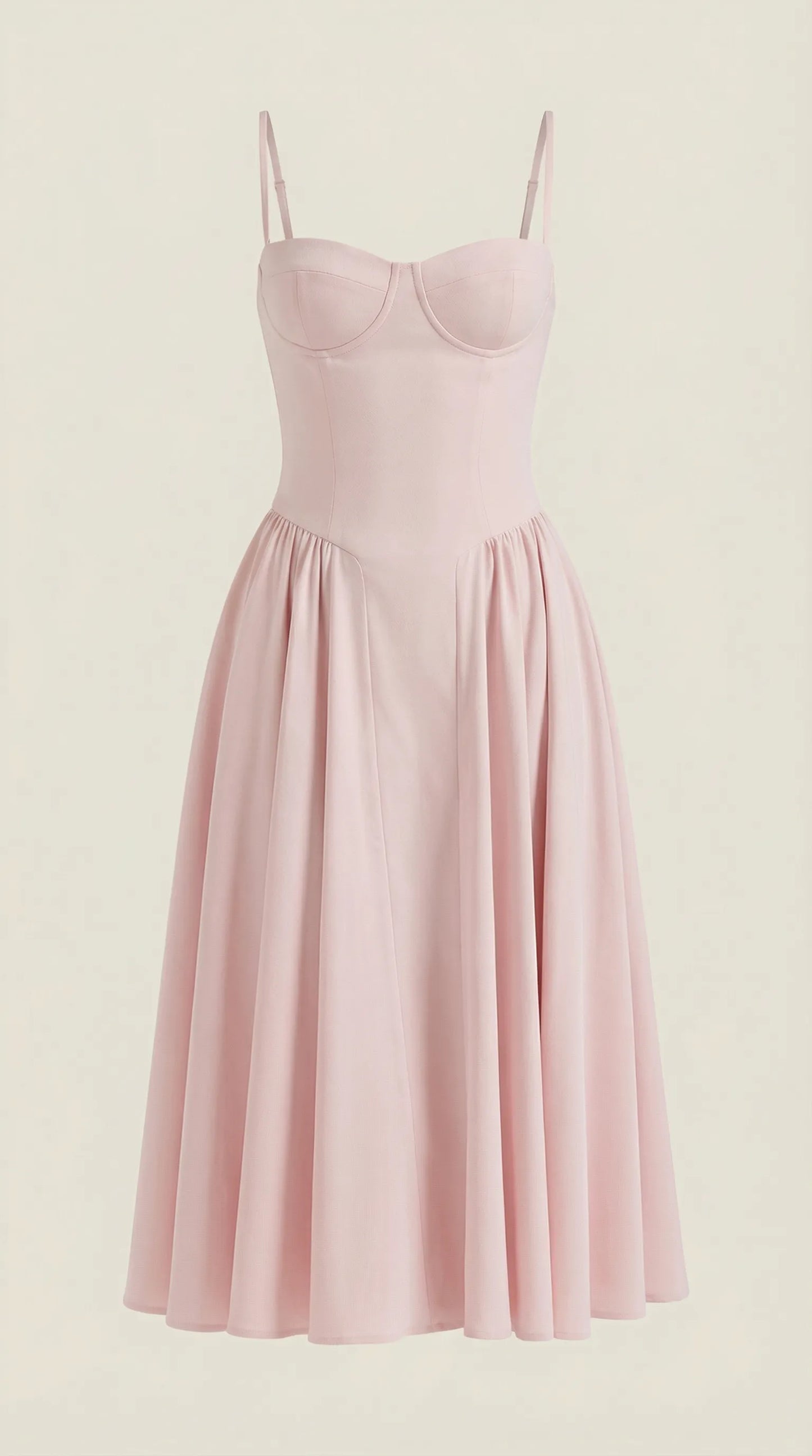 Women's Pleated Corset Midi Wedding Guest Dresses with Sweetheart Neckline