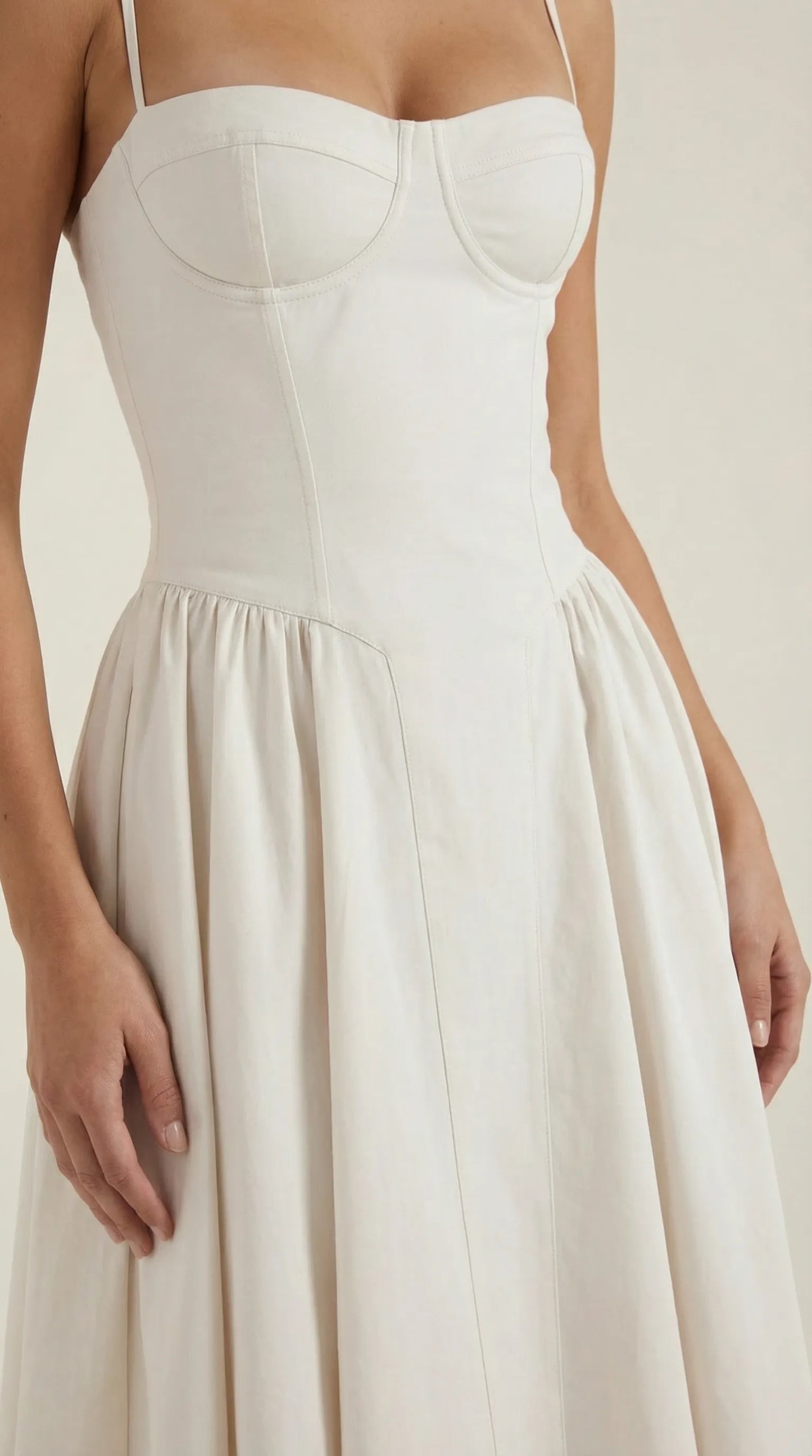 Women's Pleated Corset Midi Wedding Guest Dresses with Sweetheart Neckline