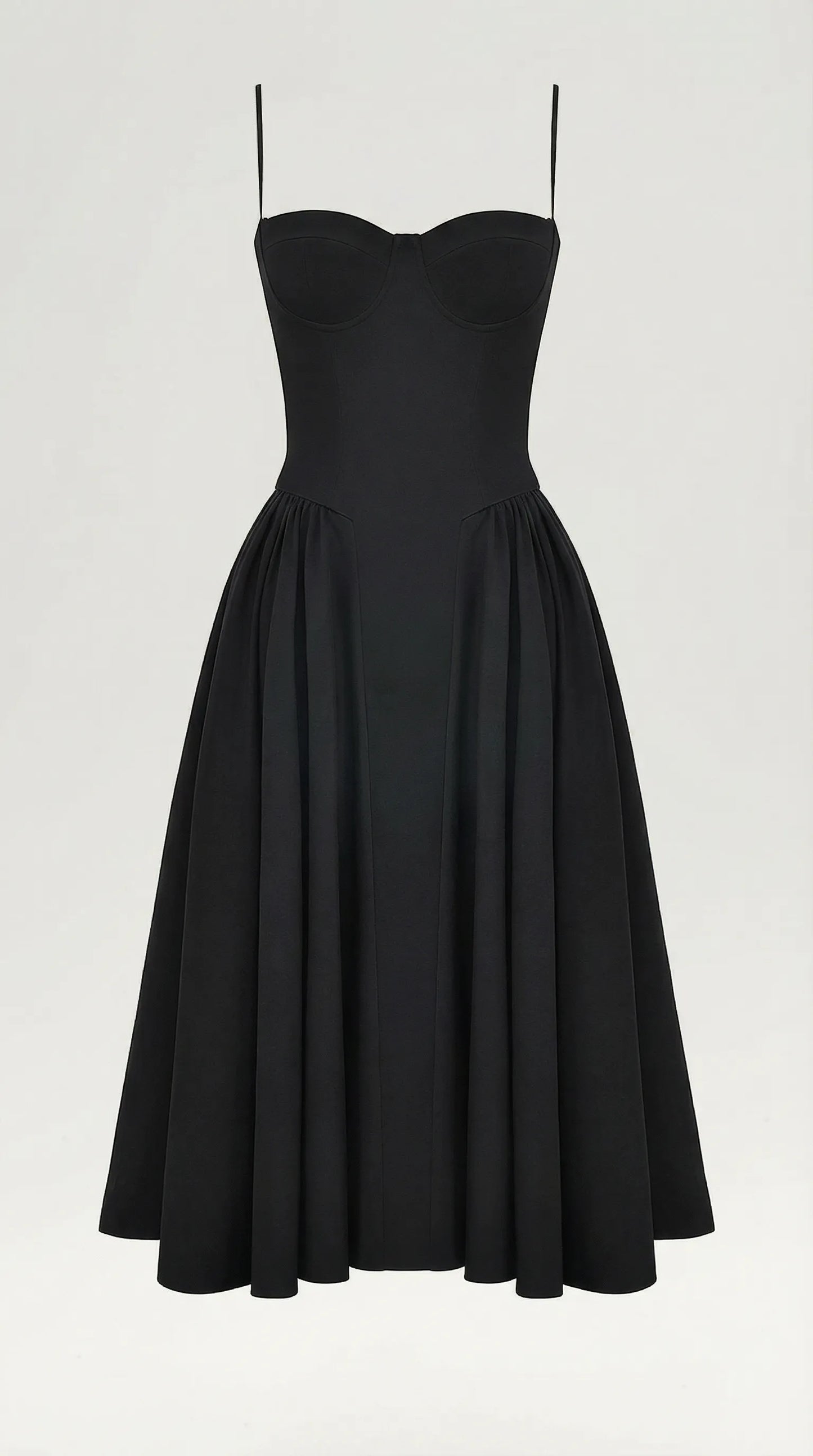 Women's Pleated Corset Midi Wedding Guest Dresses with Sweetheart Neckline