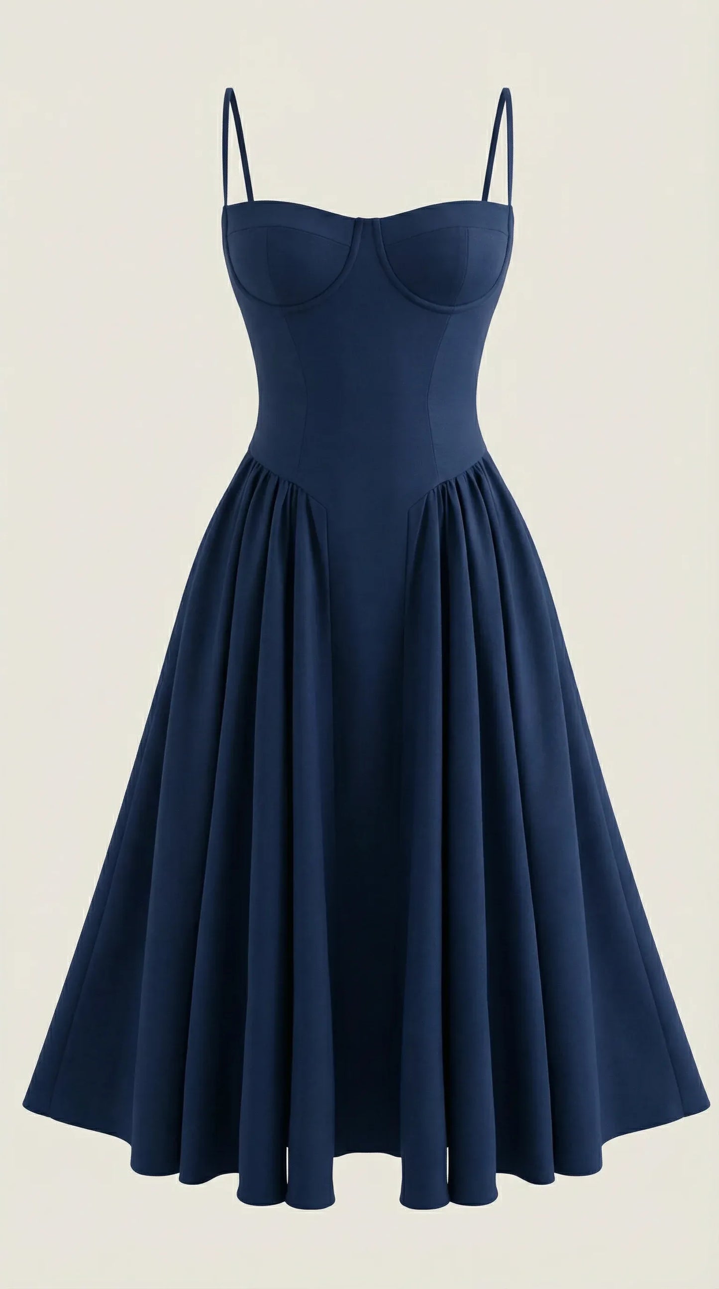 Women's Pleated Corset Midi Wedding Guest Dresses with Sweetheart Neckline
