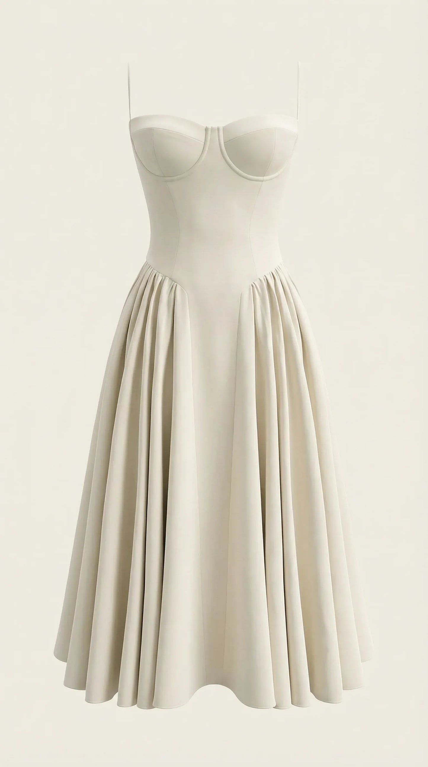 Women's Pleated Corset Midi Wedding Guest Dresses with Sweetheart Neckline