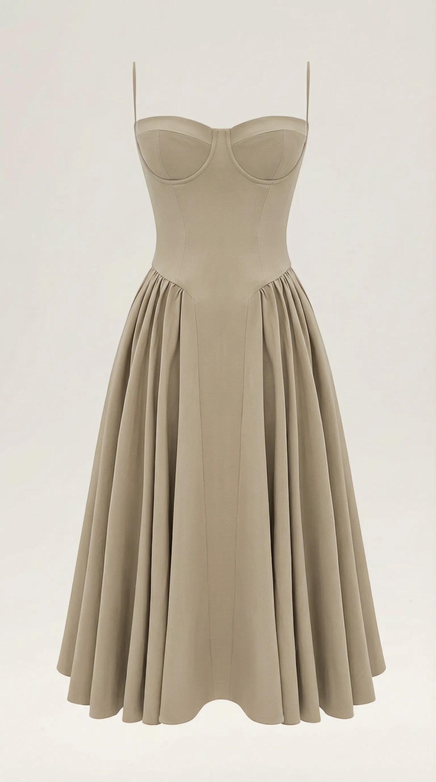 Women's Pleated Corset Midi Wedding Guest Dresses with Sweetheart Neckline