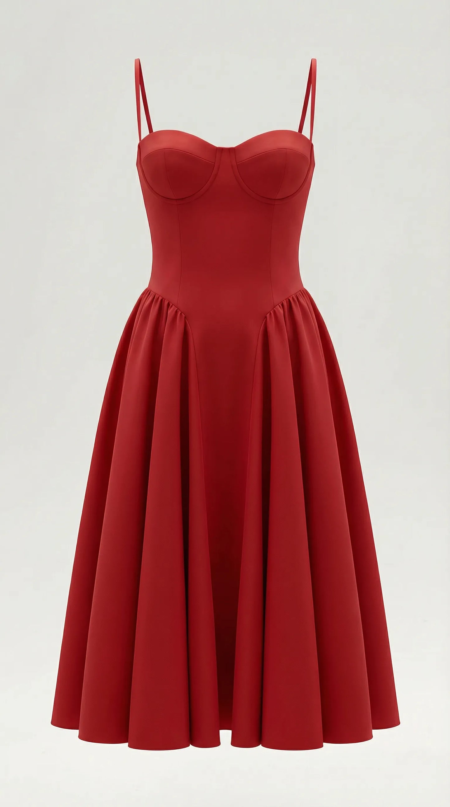 Women's Pleated Corset Midi Wedding Guest Dresses with Sweetheart Neckline