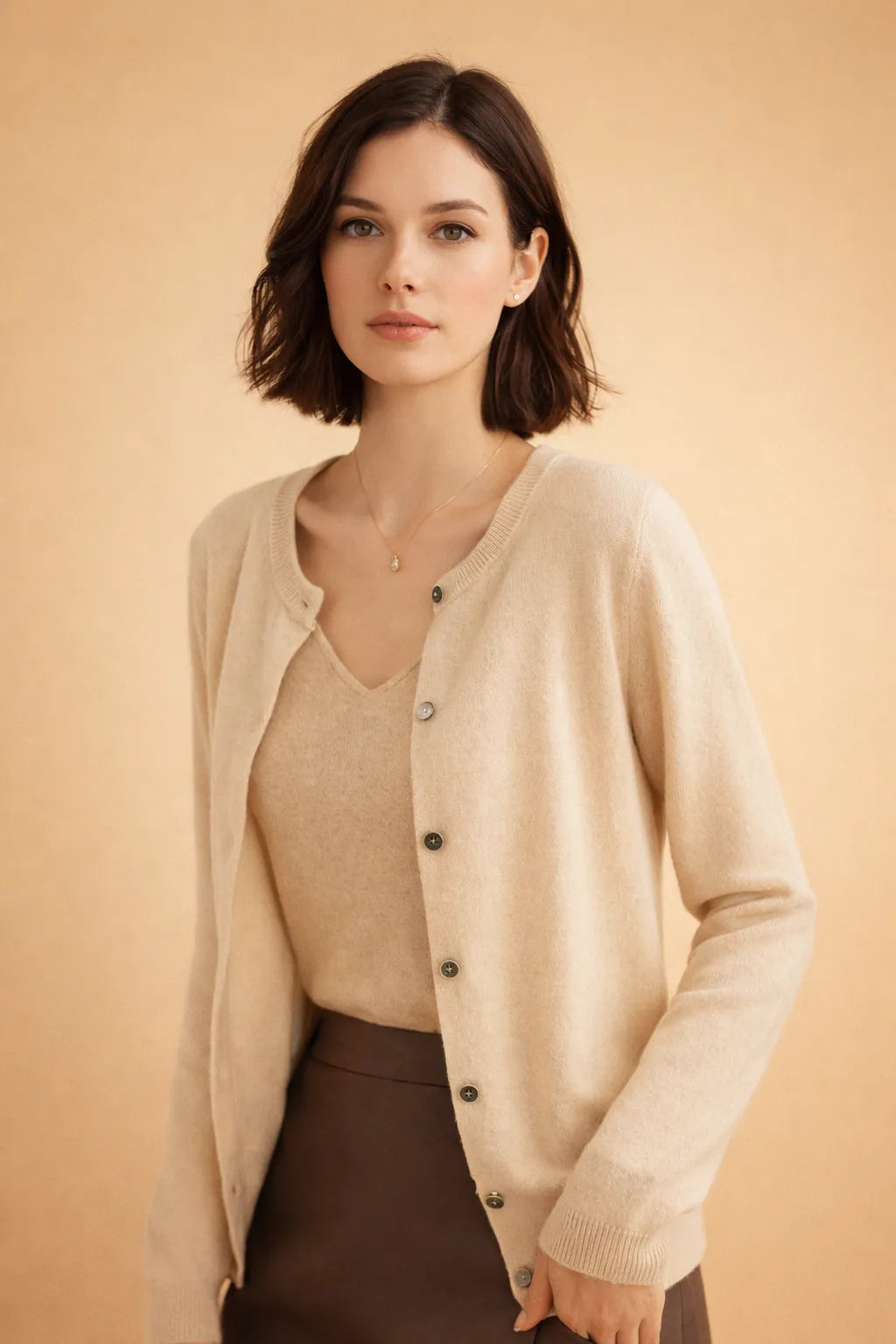 Women's Ribbed Cardigan with Button Closure and Soft Touch Fabric