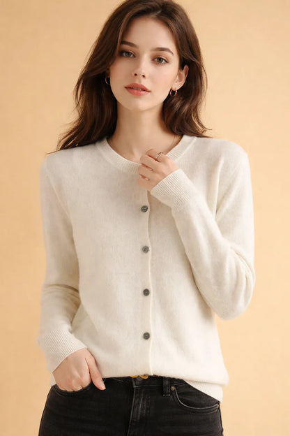 Women's Ribbed Cardigan with Button Closure and Soft Touch Fabric