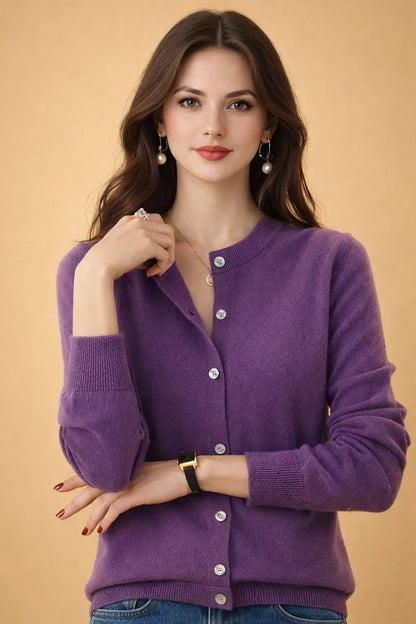 Women's Ribbed Cardigan with Button Closure and Soft Touch Fabric