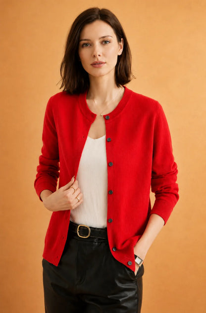 Women's Ribbed Cardigan with Button Closure and Soft Touch Fabric