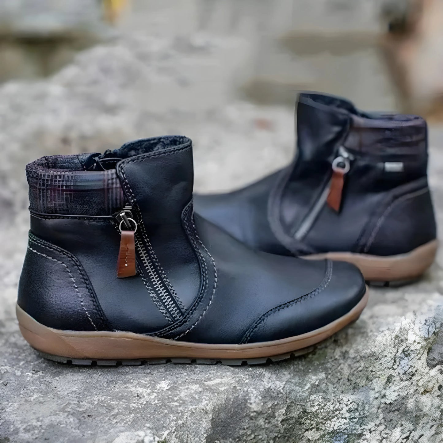 Women's Stylish Ankle Boots with Flat Sole