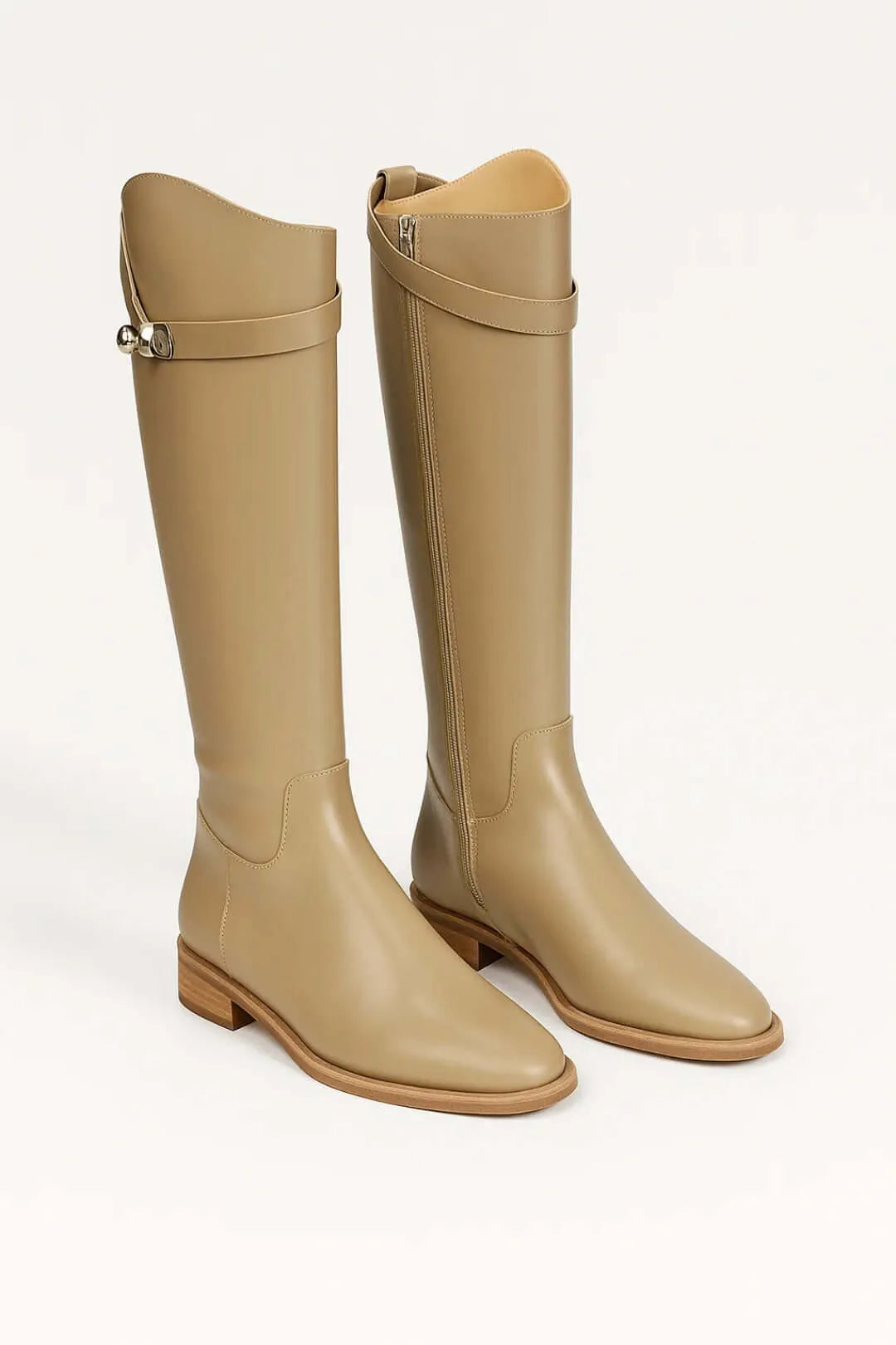 Women's Stylish Knee High Boots with Buckle Detail