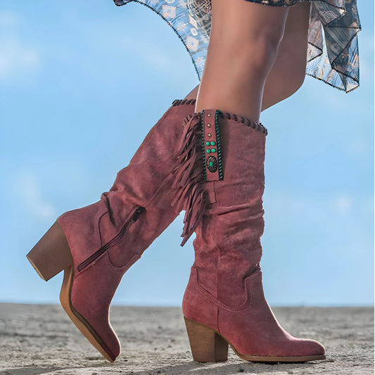 Women's Stylish Vintage Boots with Block Heel