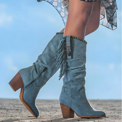 Women's Stylish Vintage Boots with Block Heel