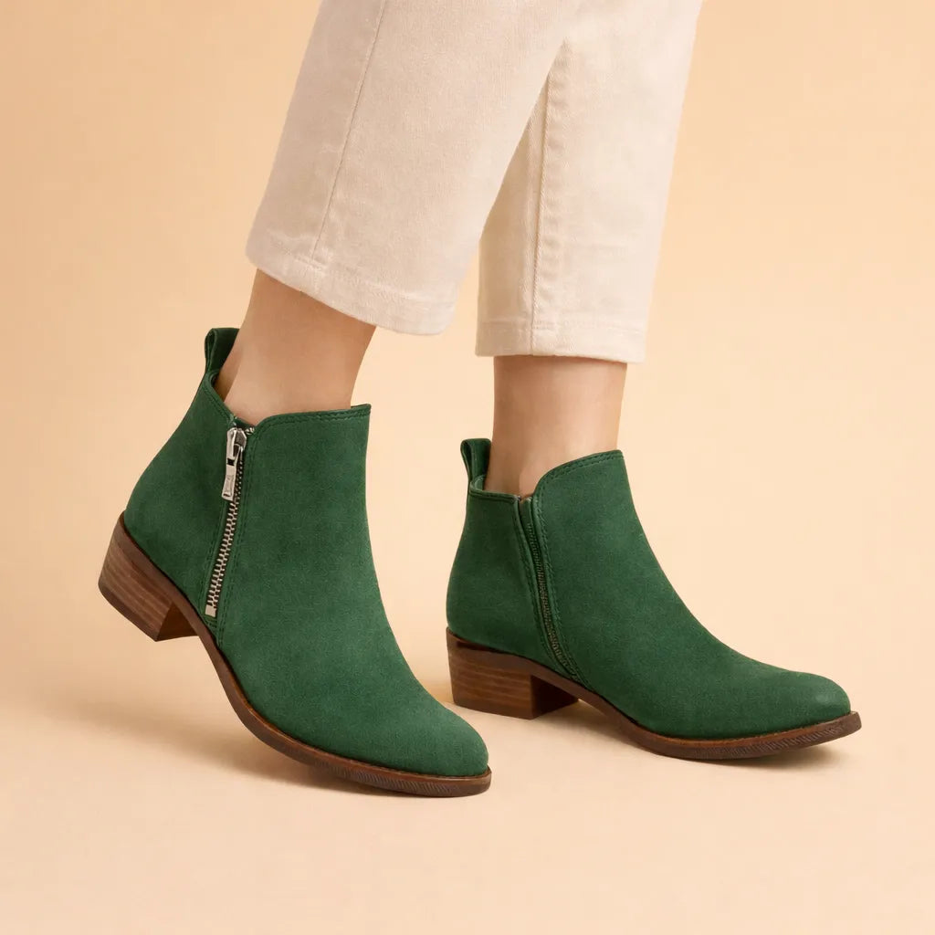 Women's Vintage Ankle Boots with Block Heel
