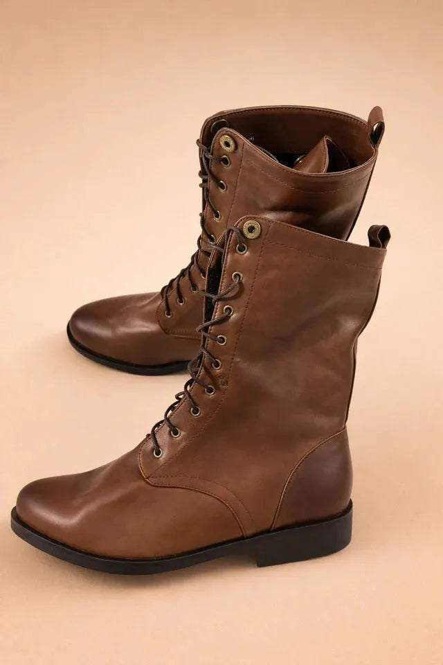 Women's Vintage Casual Boots with Lace-Up