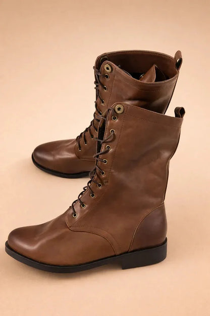 Women's Vintage Casual Boots with Lace-Up