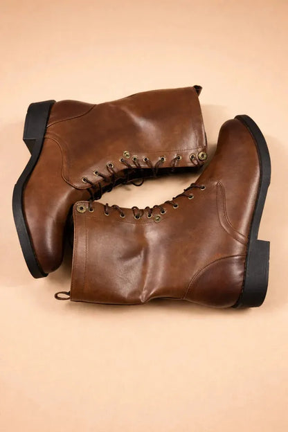 Women's Vintage Casual Boots with Lace-Up