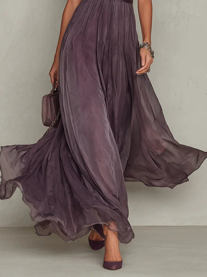 Women's Vintage Elegant Maxi Wedding Guest Dress with High Neck