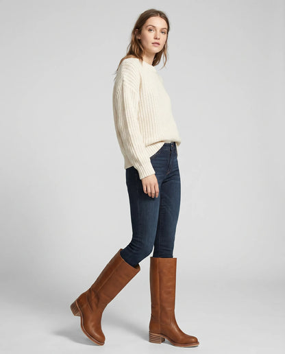 Women's Vintage Knee High Boots with Block Heel
