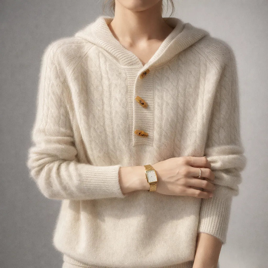 Women’s Warm Stylish Hoodie with Button Front
