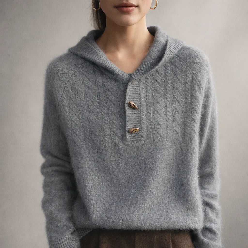 Women’s Warm Stylish Hoodie with Button Front