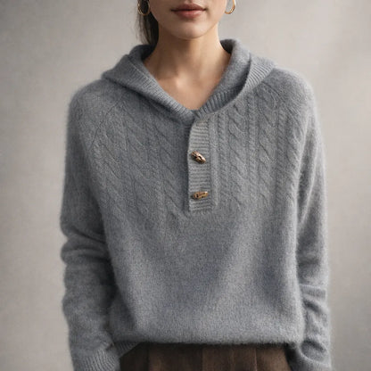 Women’s Warm Stylish Hoodie with Button Front