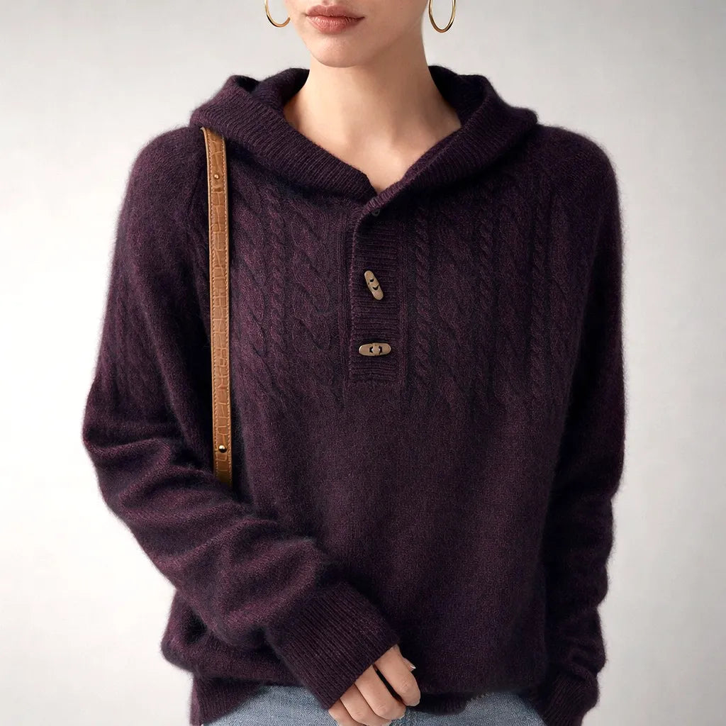 Women’s Warm Stylish Hoodie with Button Front