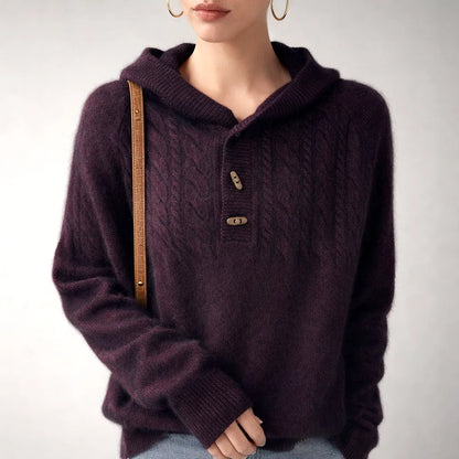 Women’s Warm Stylish Hoodie with Button Front
