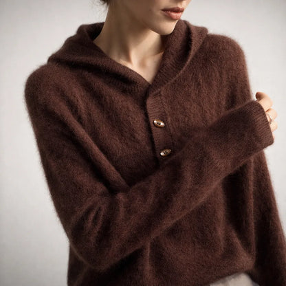 Women’s Warm Stylish Hoodie with Button Front