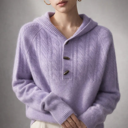 Women’s Warm Stylish Hoodie with Button Front