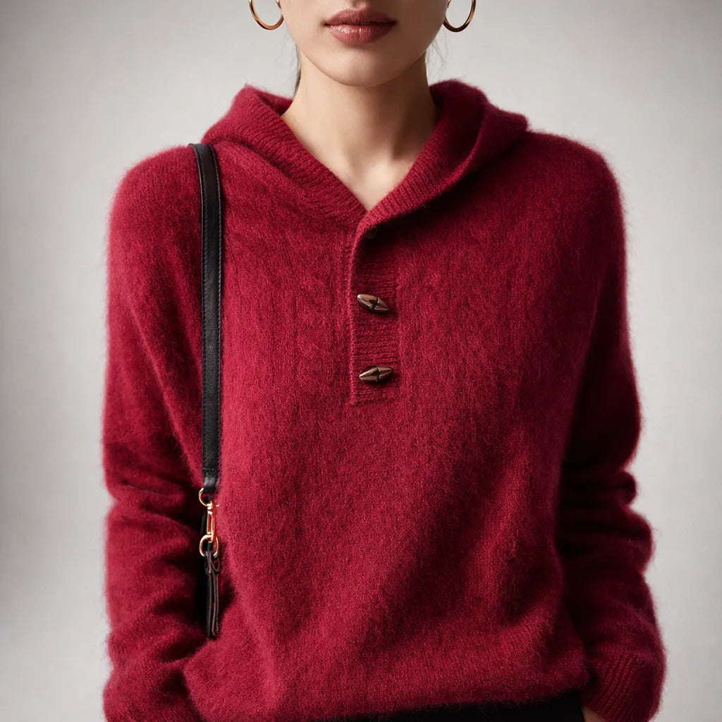 Women’s Warm Stylish Hoodie with Button Front