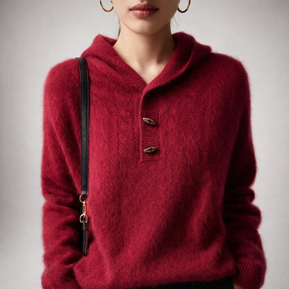 Women’s Warm Stylish Hoodie with Button Front