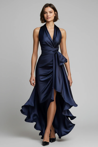 Women's Wrap Elegant Maxi Wedding Guest Dress with V-Neck